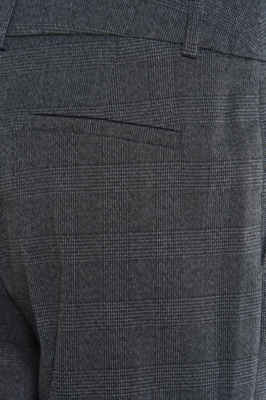 Pantalon de costume gris de MORE & MORE, à motif quadrillé, avec poche arrière passepoilée.