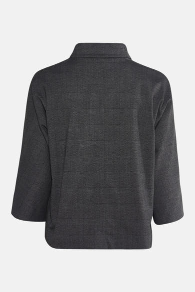 Blazer gris à carreaux par MORE & MORE, avec des manches trois-quarts et un col classique.