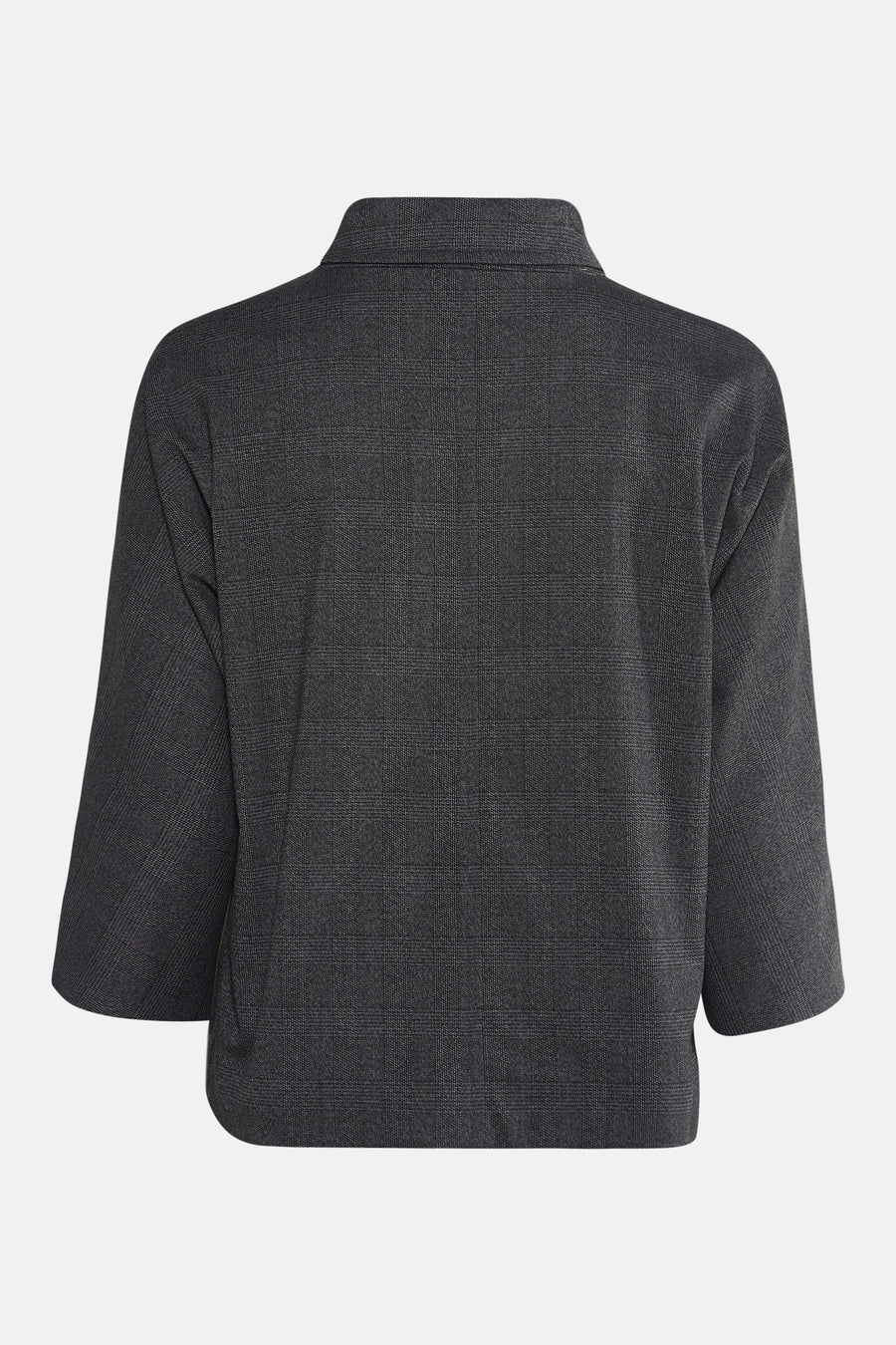 Blazer gris à carreaux par MORE & MORE, avec des manches trois-quarts et un col classique.