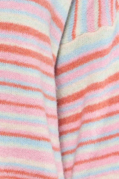 Multikleuren rondehals trui van Terra di Siena, met horizontale roze, blauwe en oranje strepen.