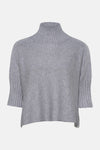 Pull col montant gris de Terra di Siena en maille côtelée et manches courtes.
