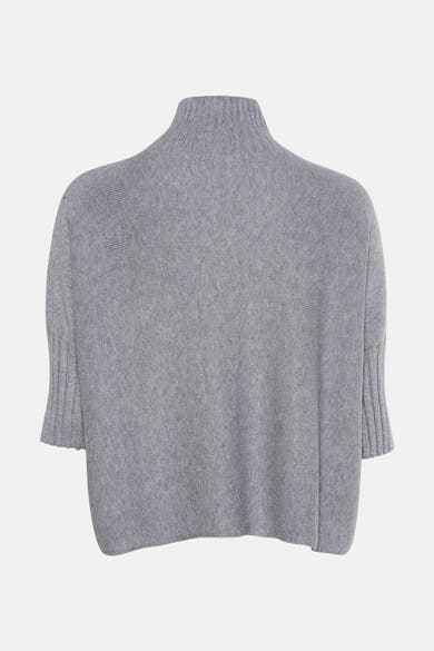 Pull col montant gris de Terra di Siena, en tricot texturé, avec des manches courtes.