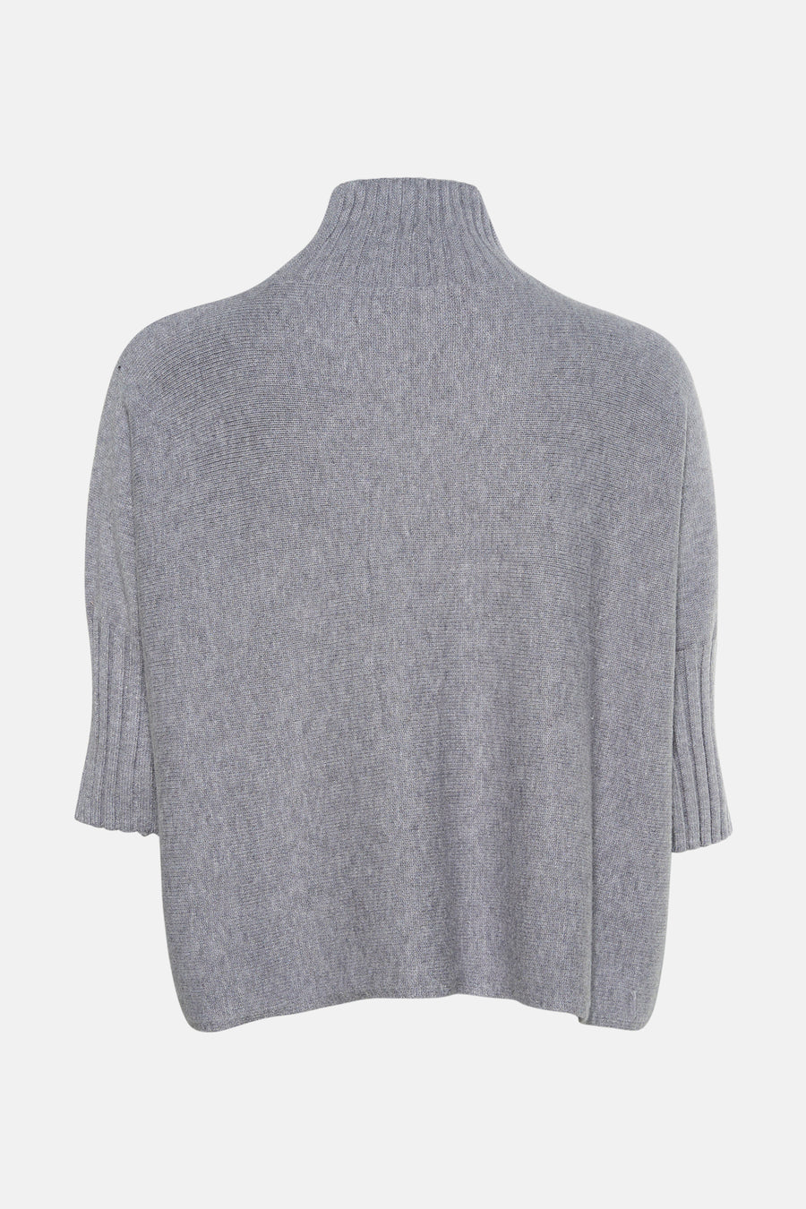 Pull col montant gris de Terra di Siena, en tricot texturé, avec des manches courtes.