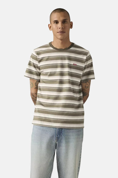 Multikleurig T-shirt met korte mouwen van Levi's, met horizontale strepen en een discreet rood logo op de borst.