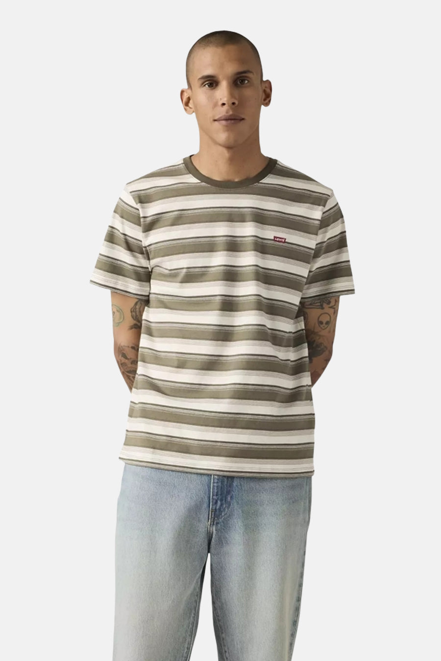 Multikleurig T-shirt met korte mouwen van Levi's, met horizontale strepen en een discreet rood logo op de borst.
