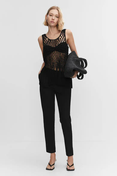 Pantalon color&eacute; - noir