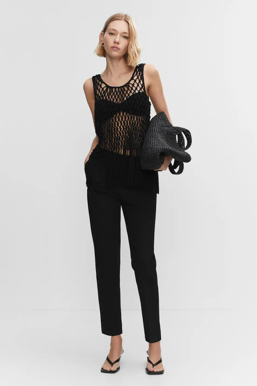 Pantalon color&eacute; - noir
