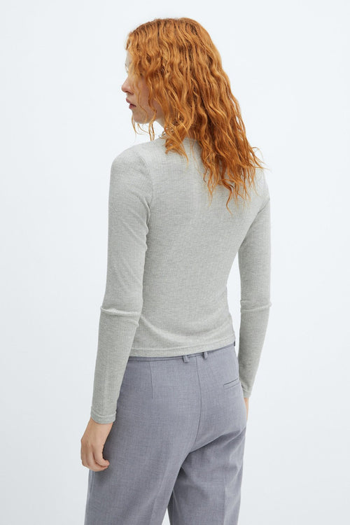 Top uni manches longues Gris - MANGO
