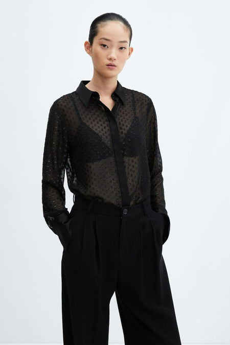 Chemise &agrave; manches longues - noir