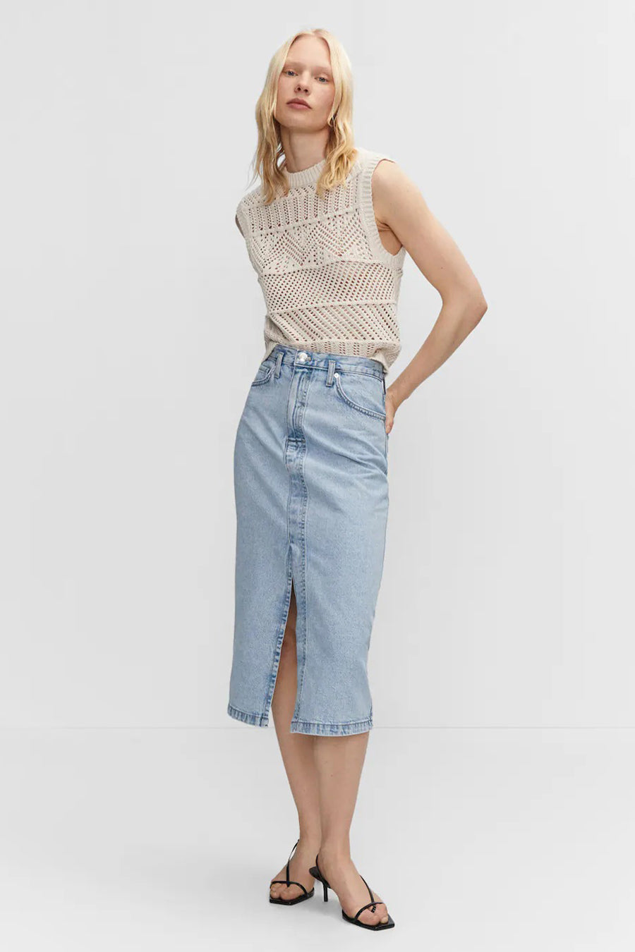 Jupe midi - bleu