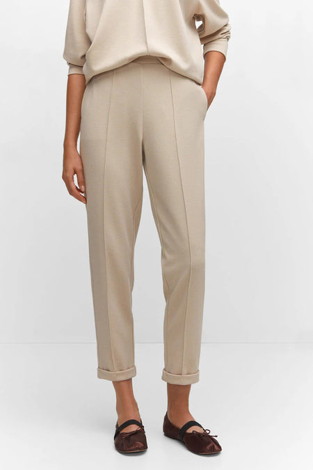 Pantalon color&eacute; - beige