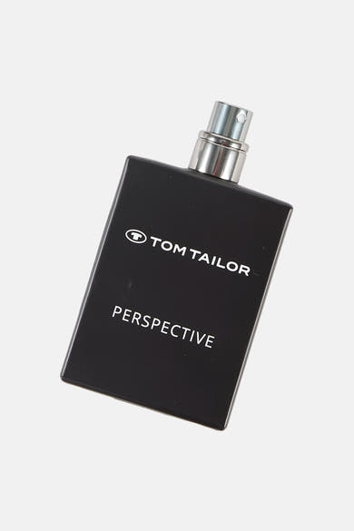 Multikleurig parfumflesje van Tom Tailor met een metallic zilveren verstuiver.