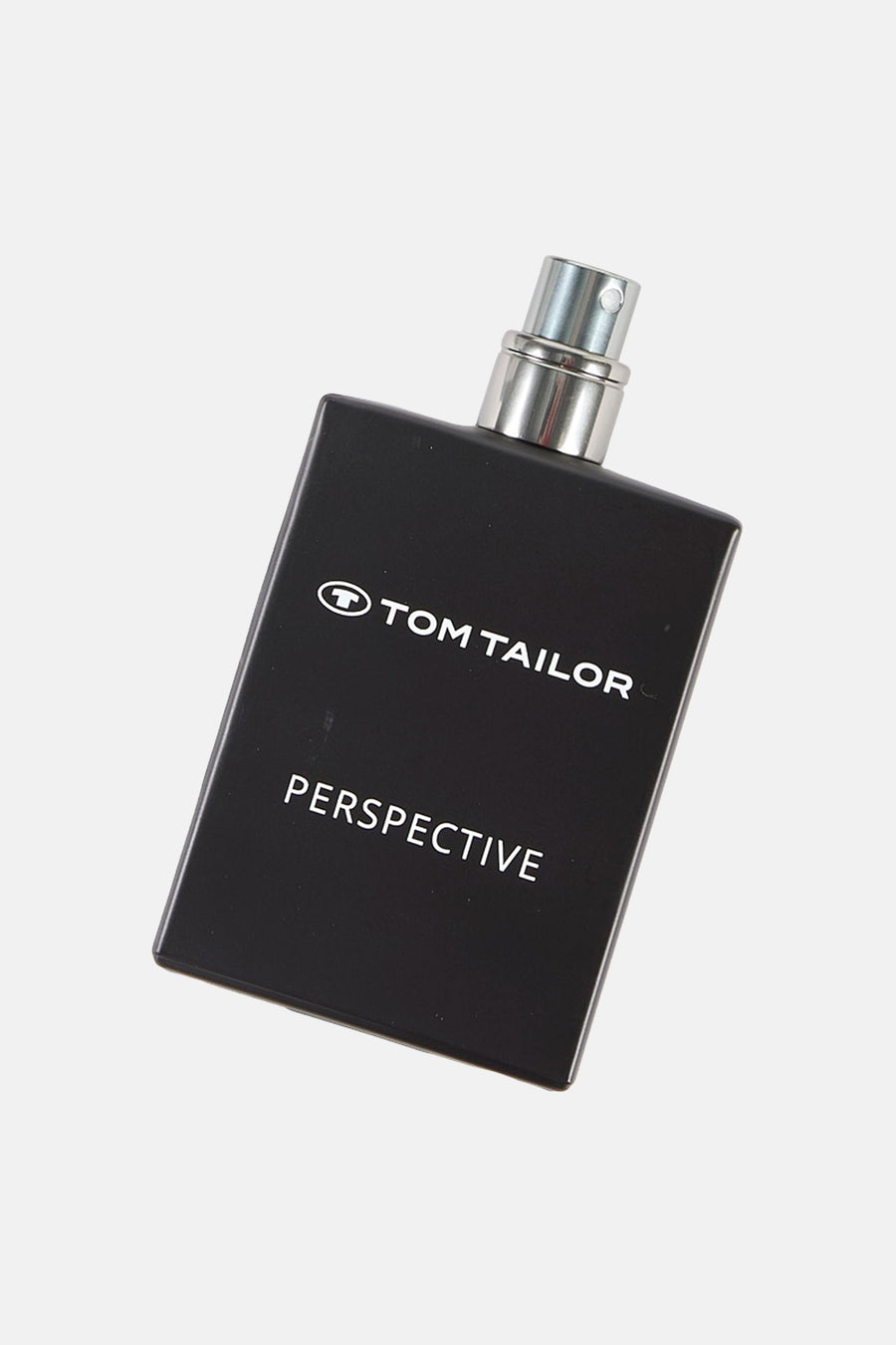 Multikleurig parfumflesje van Tom Tailor met een metallic zilveren verstuiver.