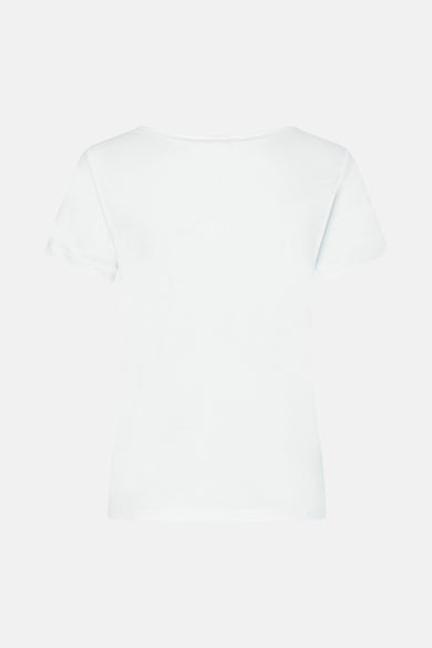 T-shirt blanc à manches courtes de MORE & MORE, uni, coupe classique sur fond neutre.
