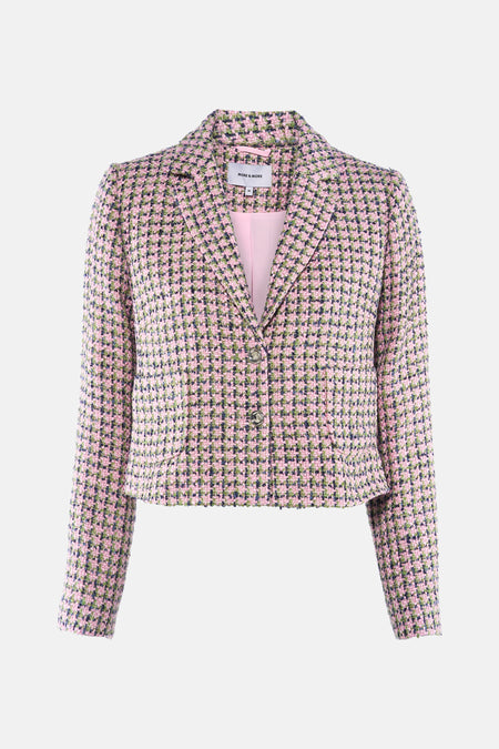 Multikleurige blazer van MORE & MORE in tweed, met een korte pasvorm en een rugdetail.