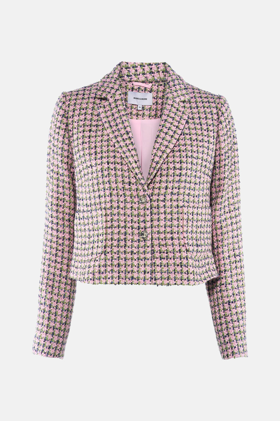 Multikleurige blazer van MORE & MORE in tweed, met een korte pasvorm en een rugdetail.
