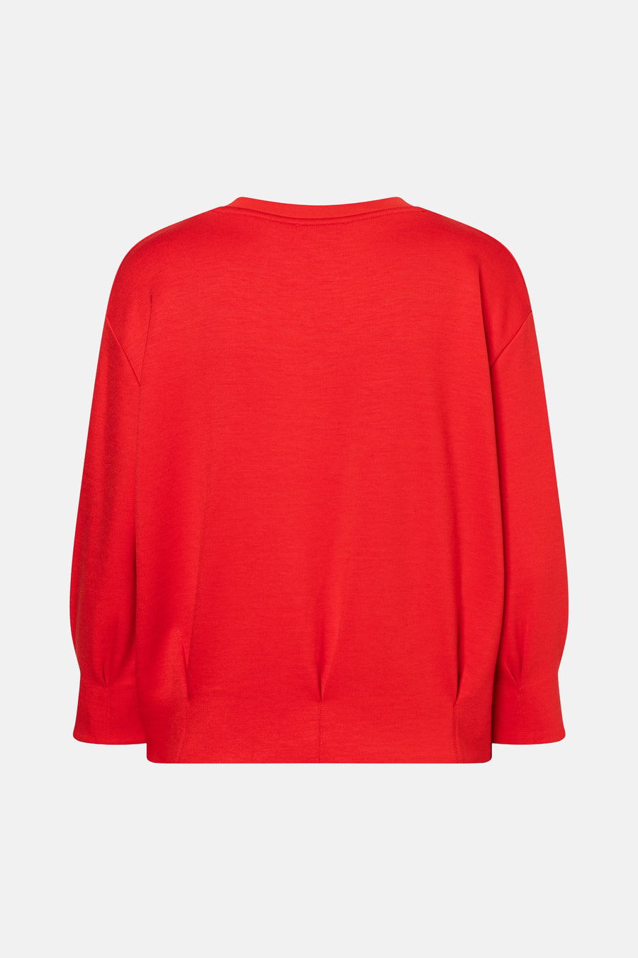 Sweat rouge à col rond de MORE & MORE, manches longues amples et ourlet droit, vue arrière.