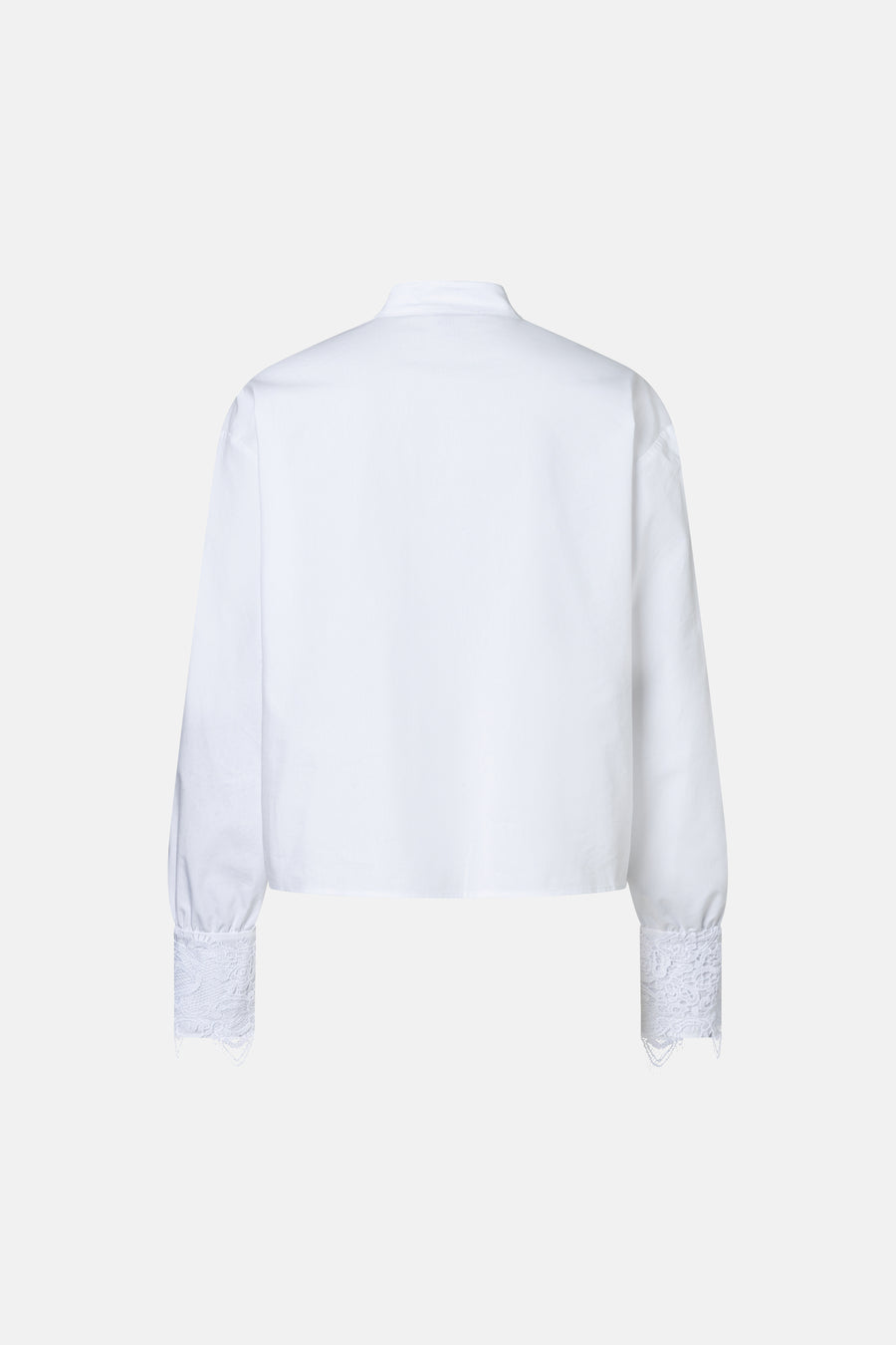 Chemise blanche à manches longues de MORE & MORE avec poignets en dentelle.