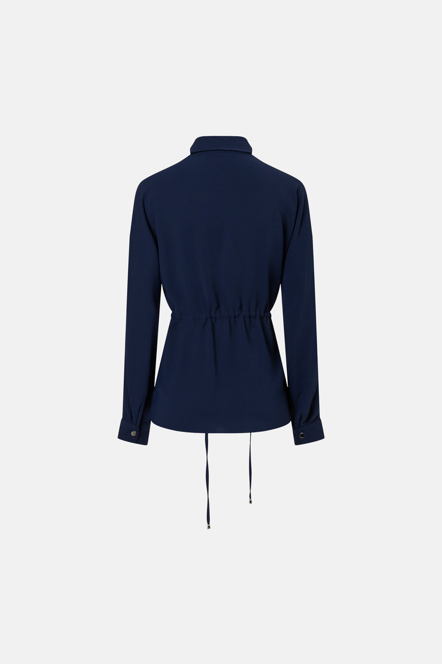 Gilet bleu de MORE & MORE, avec cordon de serrage à la taille, manches longues et fermeture boutonnée aux poignets.