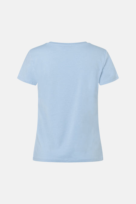 T-shirt bleu à manches courtes de MORE & MORE, uni, sur fond blanc.