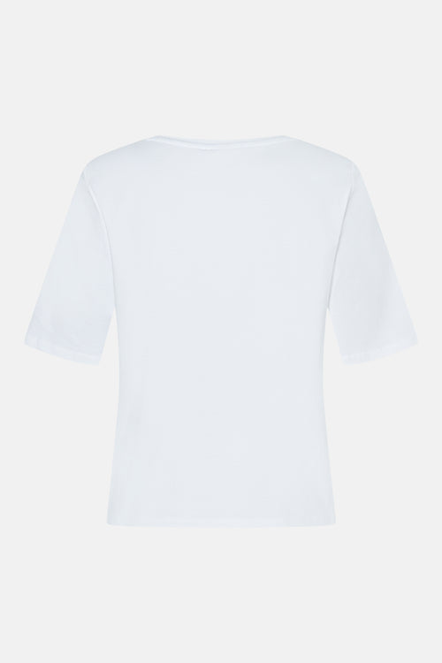 T-shirt blanc à manches courtes de MORE & MORE, uni et lumineux, vue de dos.
