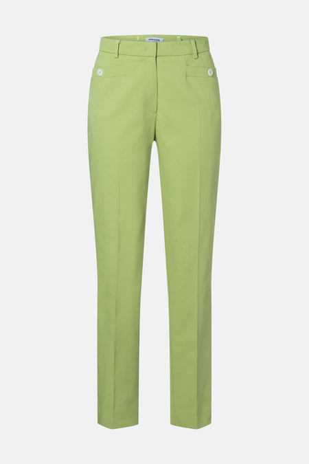 Pantalon de costume vert de MORE & MORE, coupe droite et poches boutonnées.