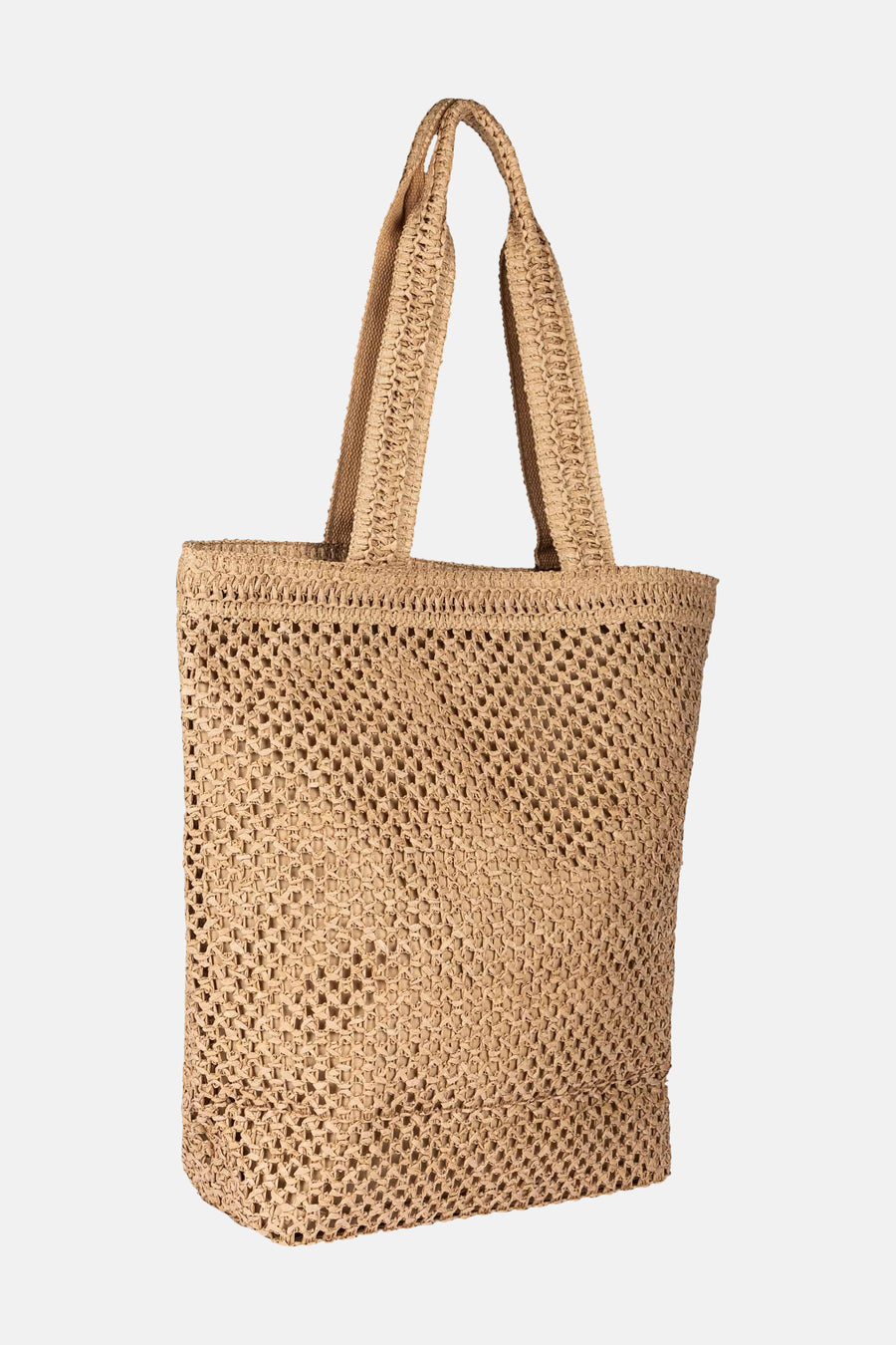 Sac à bandoulière beige de MORE & MORE avec une texture tressée ajourée, et des anses larges.
