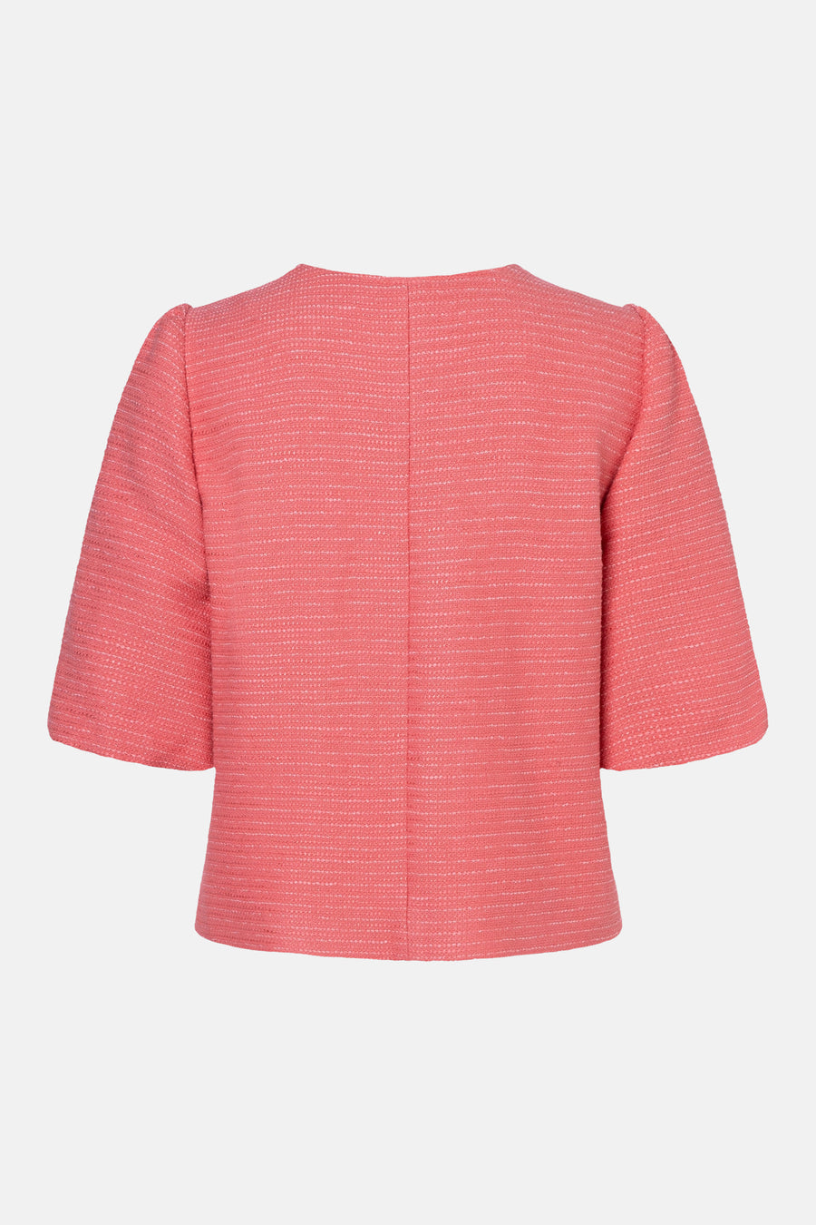 Blazer rose de MORE & MORE avec manches trois-quarts et texture en tweed.