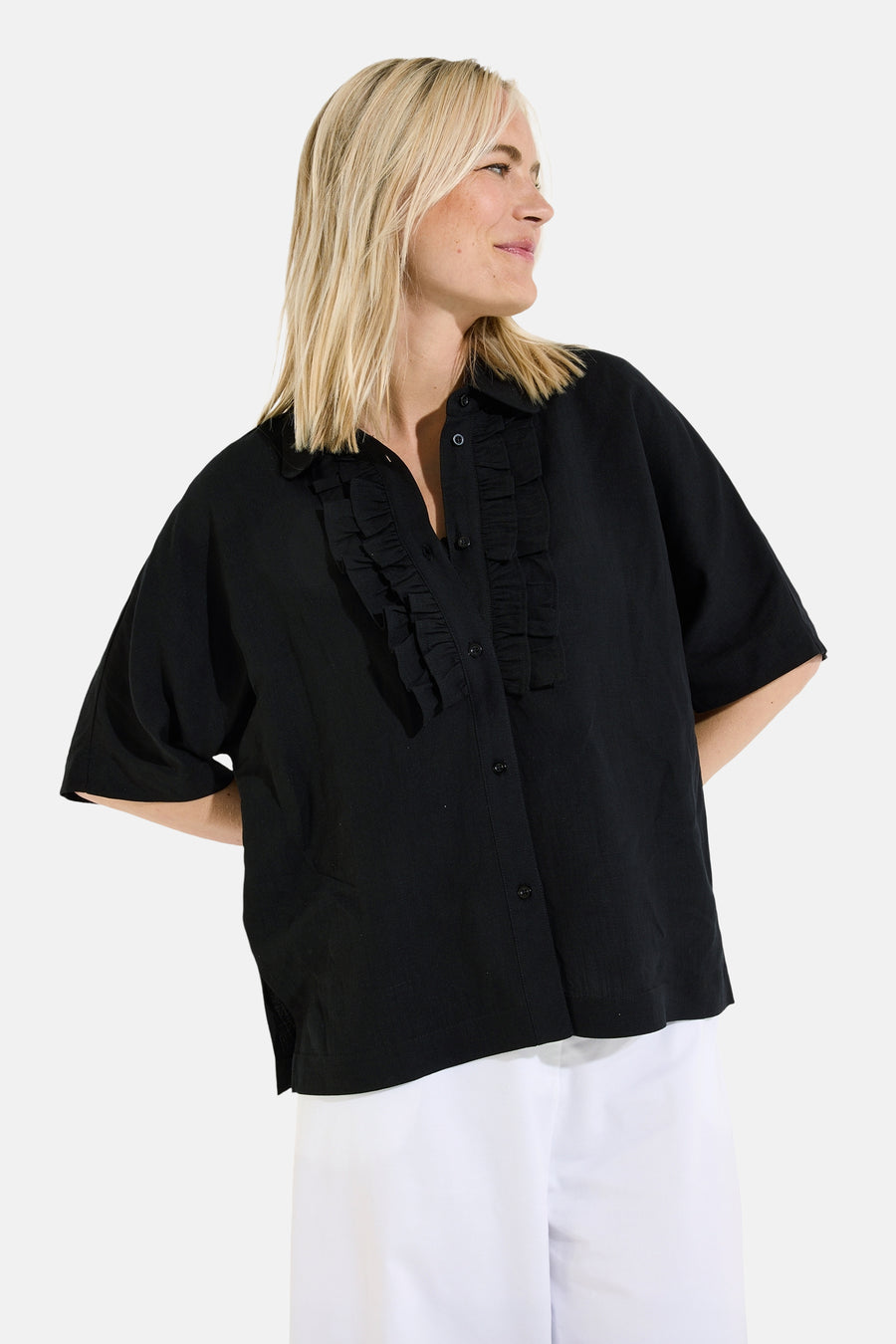Chemisier (manches courtes) noir - MORE & MORE