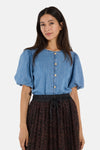 Chemisier (manches courtes) mid blue denim - MORE & MORE