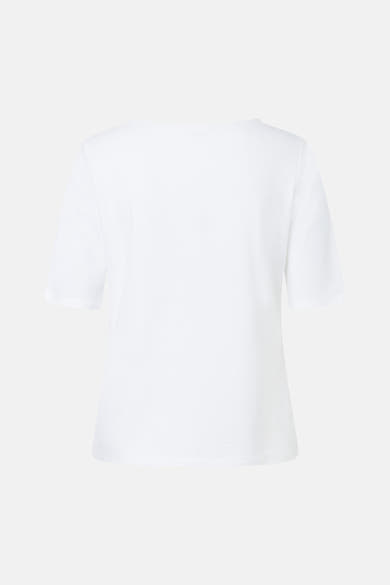 White short-sleeve t-shirt by MORE & MORE, back view, plain cotton fabric, clean minimalist design