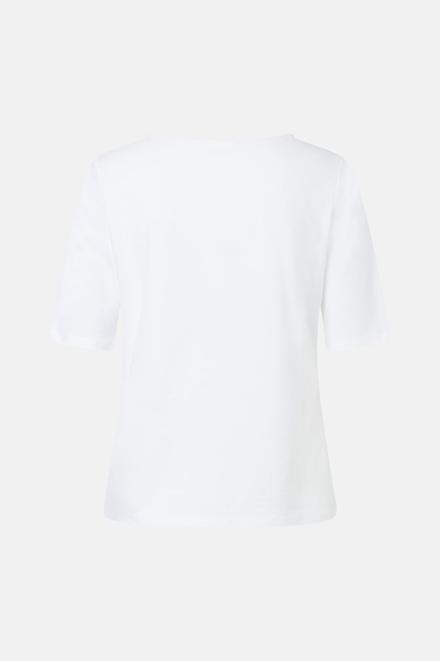 White short-sleeve t-shirt by MORE & MORE, back view, plain cotton fabric, clean minimalist design