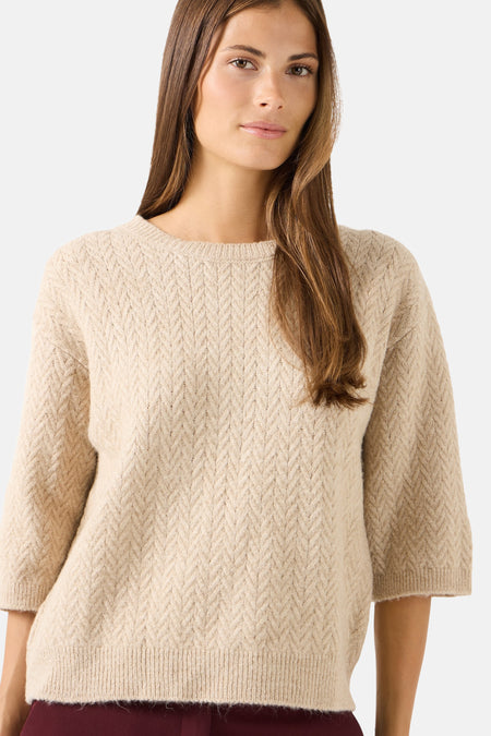 Pull col rond beige - MORE & MORE