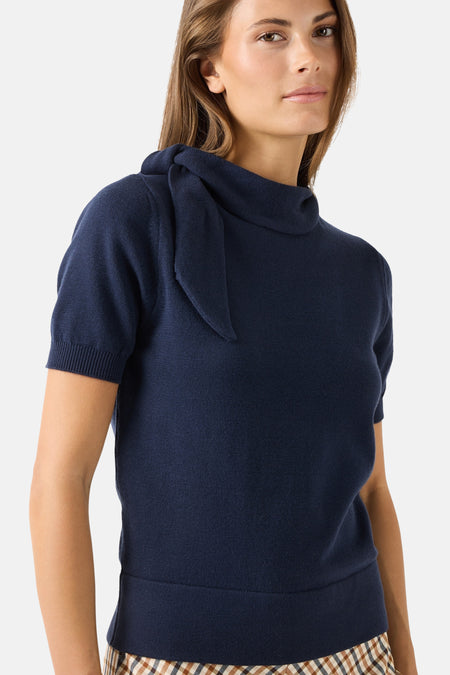 Pull col rond bleu - MORE & MORE