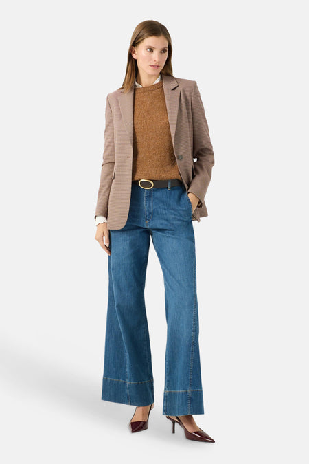 Dames tops pull korte mouw cognac - MORE & MORE