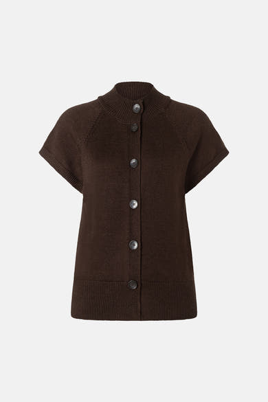 Dames tops pull korte mouw brun - MORE & MORE