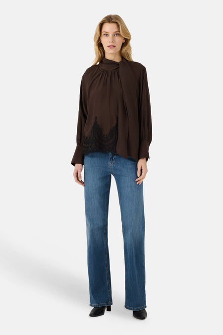 Blouse à manches longues - brun