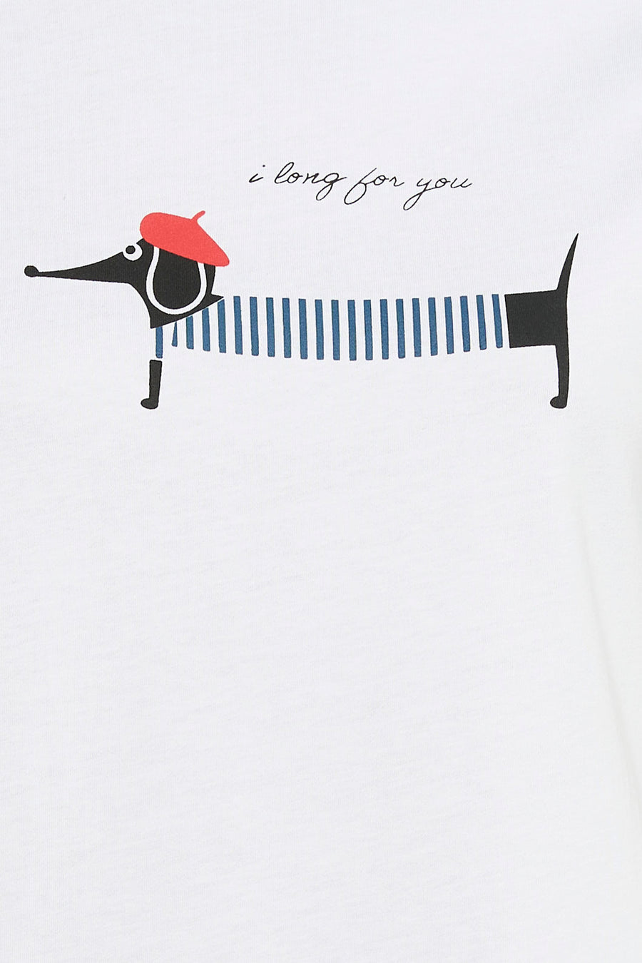 T-shirt à manches courtes blanc de MORE & MORE avec un motif de chien et une inscription.