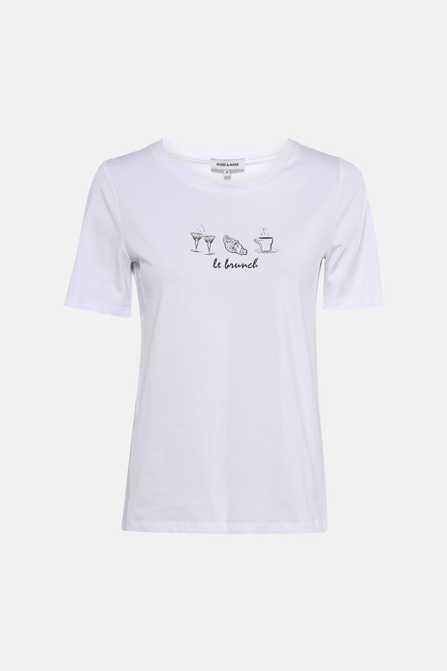 T-shirt à manches courtes blanc de MORE & MORE, avec motif imprimé brunch devant.