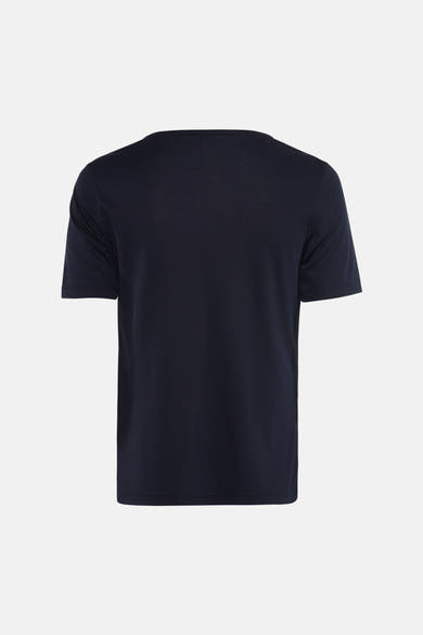 T-shirt à manches courtes bleu de MORE & MORE, uni avec une texture subtile.