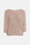 Pull à col rond beige de MORE & MORE, en tricot fin avec manches trois-quarts amples.