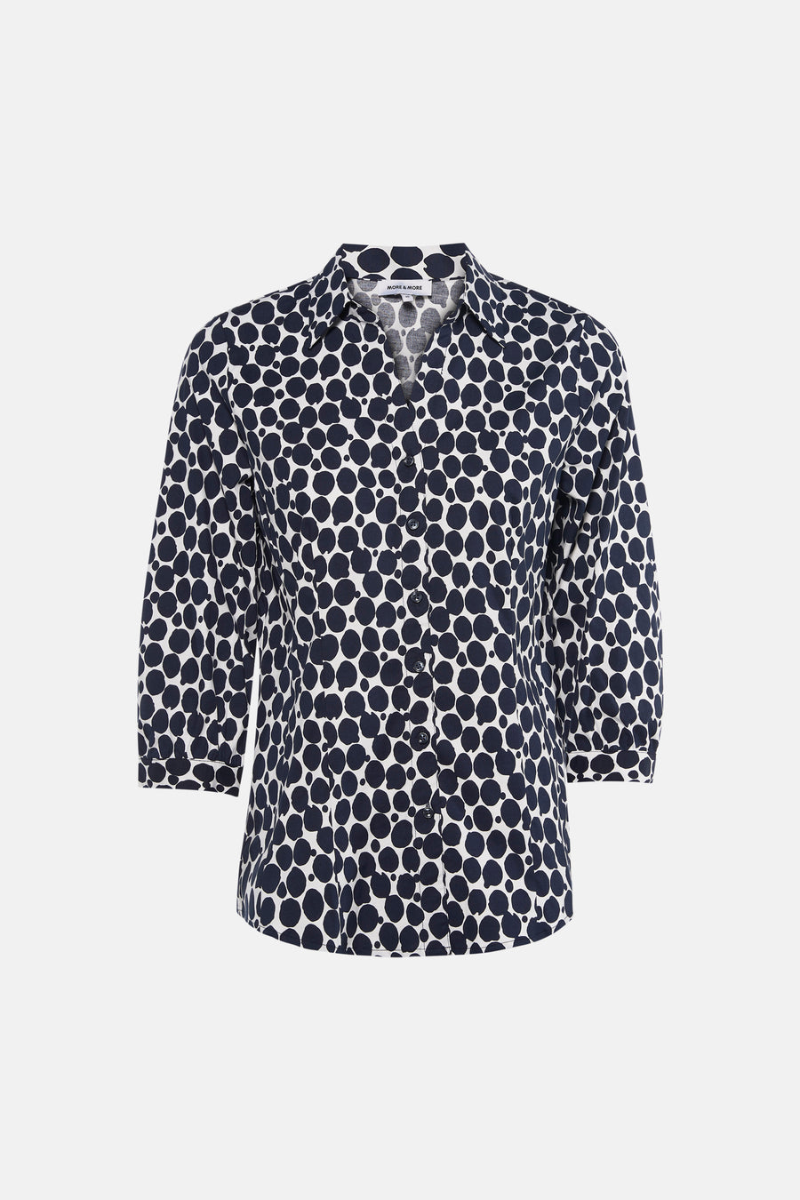 Blauw gestreept overhemd met lange mouwen van MORE & MORE, gedragen met een zwarte broek.