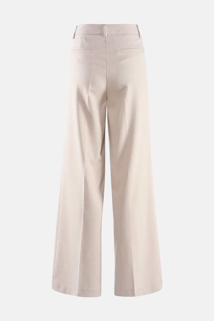Pantalon de costume beige de MORE & MORE, coupe ample avec poches arrière et texture subtile.