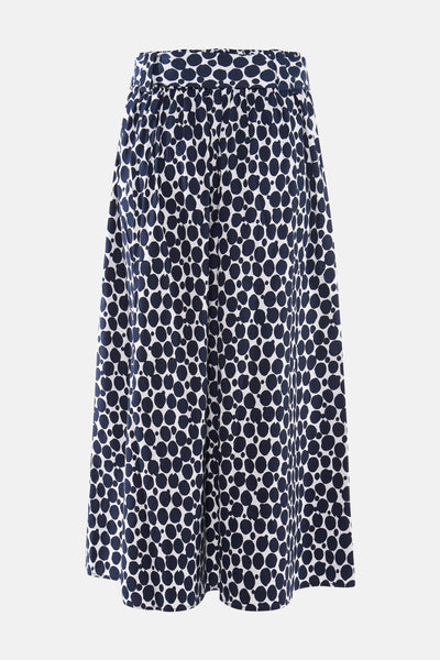 3/4 rok in meerdere kleuren van MORE & MORE, met marineblauwe stippen op een witte achtergrond.