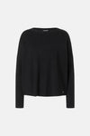 Black round-neck sweater by MORE & MORE, ribbed cuffs and hem, relaxed fit, front view