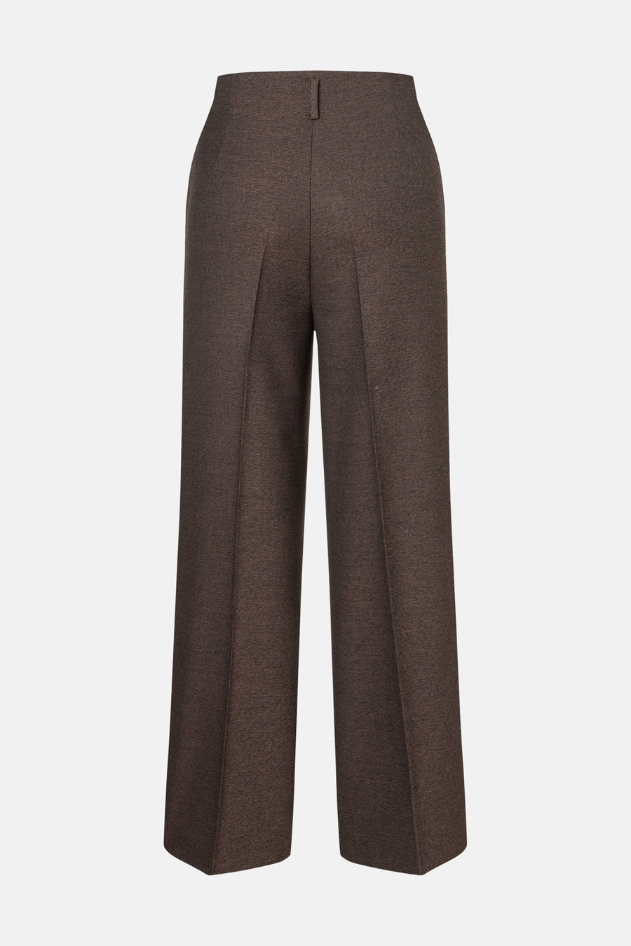 Brown textured suit pants by MORE & MORE, front view with wide-leg cut and clean pleats