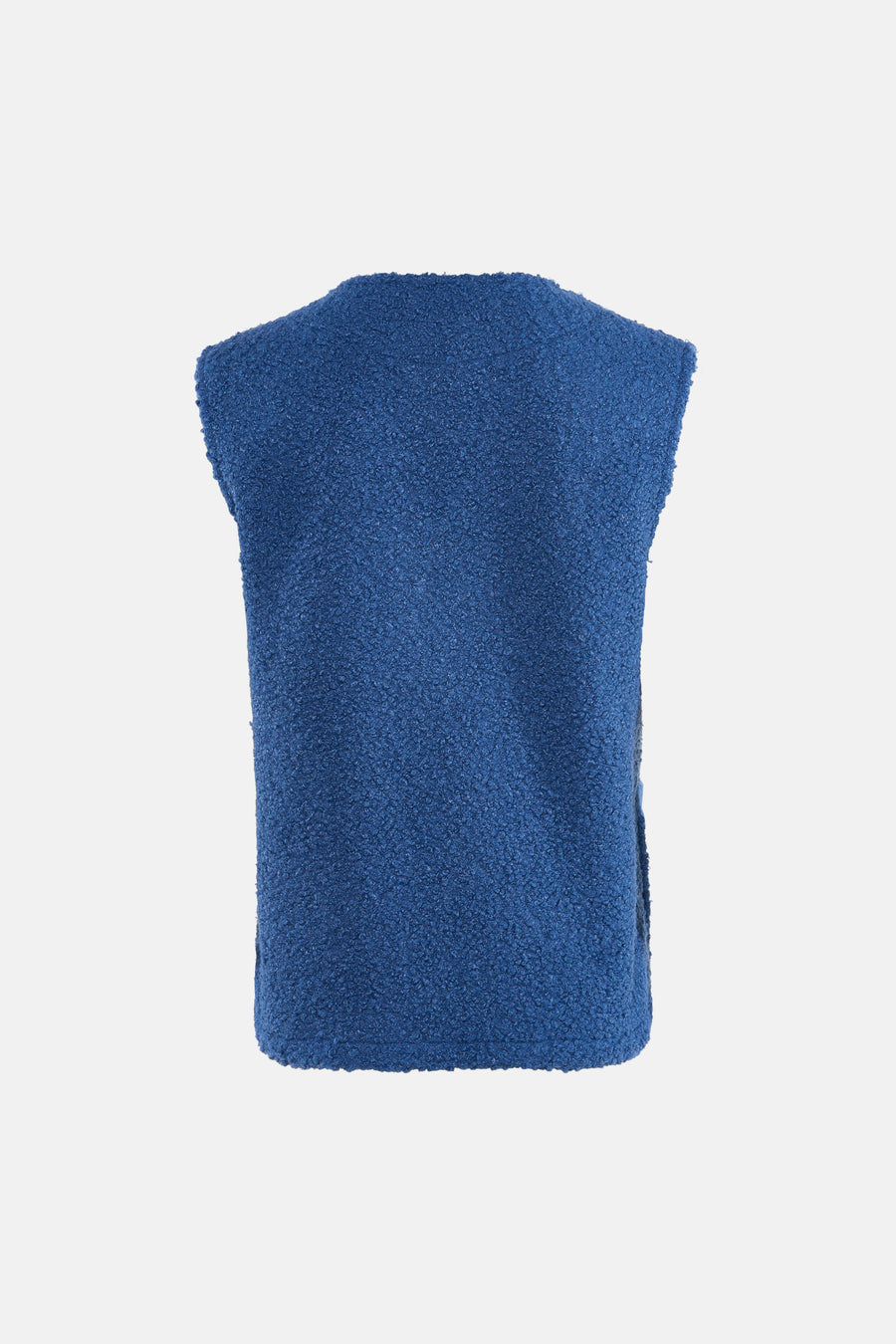 Gilet bleu en tissu bouclette de Terra di Siena, vue arrière.