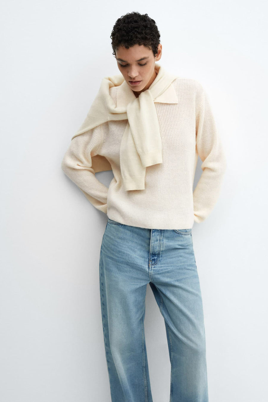 Pull col rond Beige - MANGO