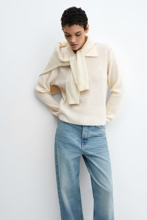 Pull col rond Beige - MANGO