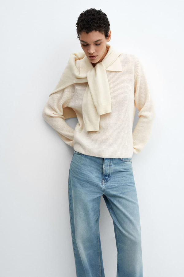 Pull col rond Beige - MANGO